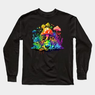 Frogs And Colorful Mushrooms Long Sleeve T-Shirt